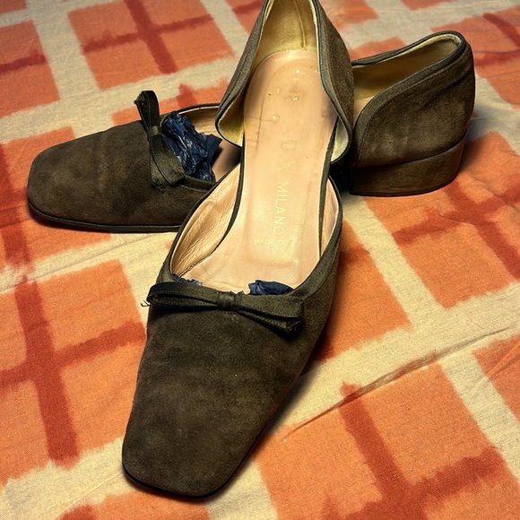 Prada brown suede D’Orsay flats c. 2000 - Picture 1 of 8